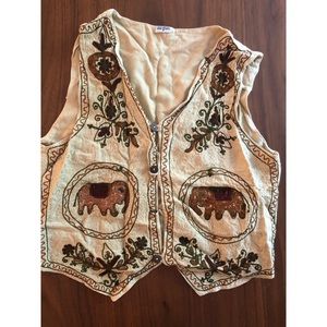Vintage embroidered elephant vest